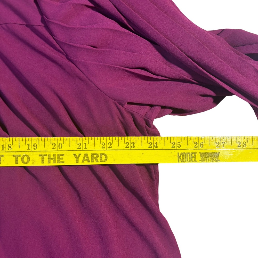 Nine West Womens Berry Magenta Pleated‎ Long Sleeve Button Front Blouse Size M - Picture 8 of 9